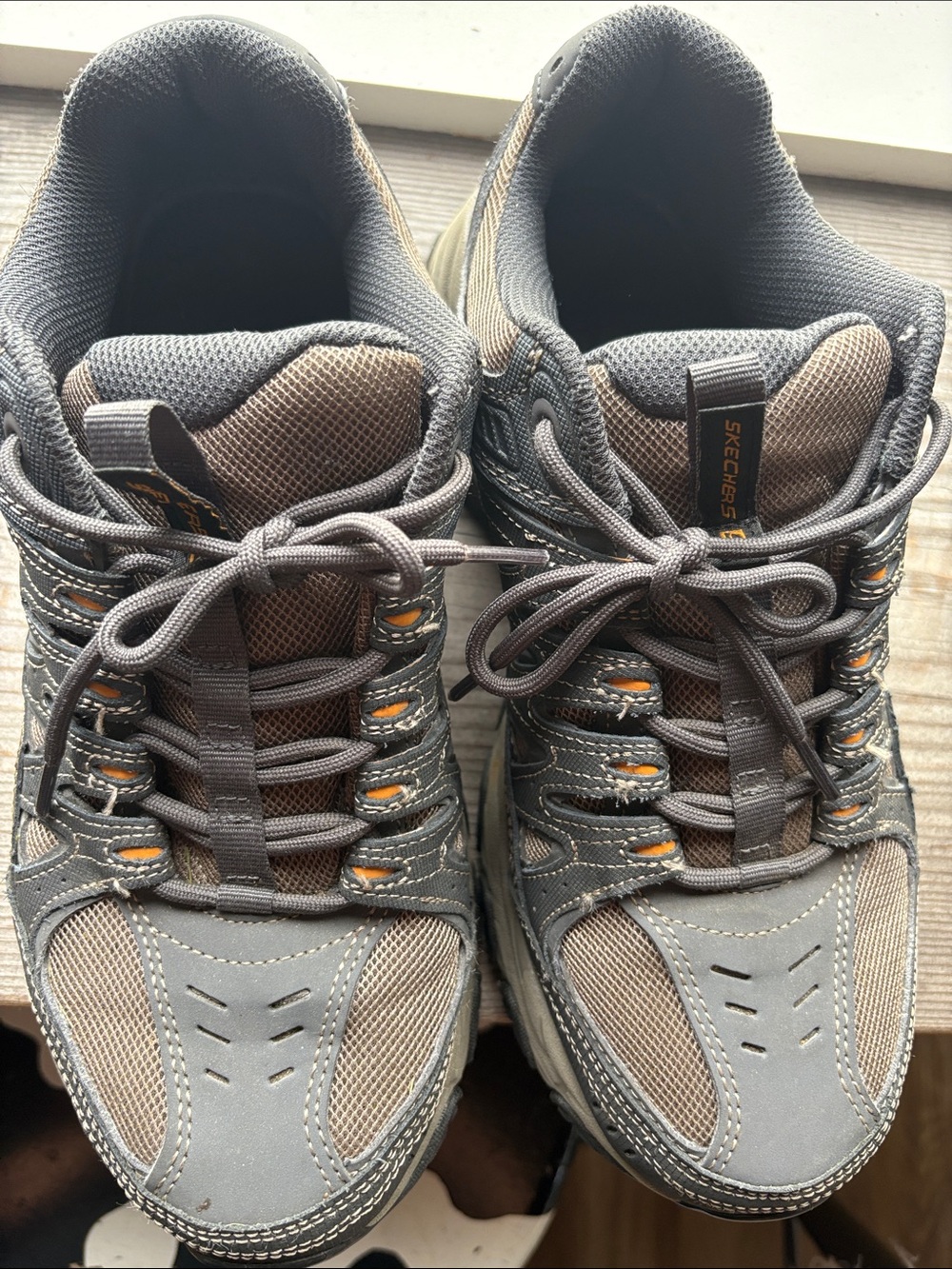 Skechers Men’s Gray and Brown Mesh Athletic Sneakers